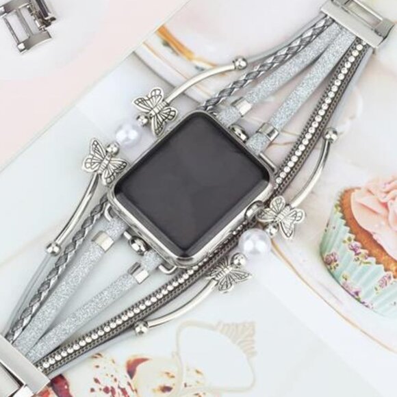 NEW Silver Beaded Apple Watch Band main image 4
